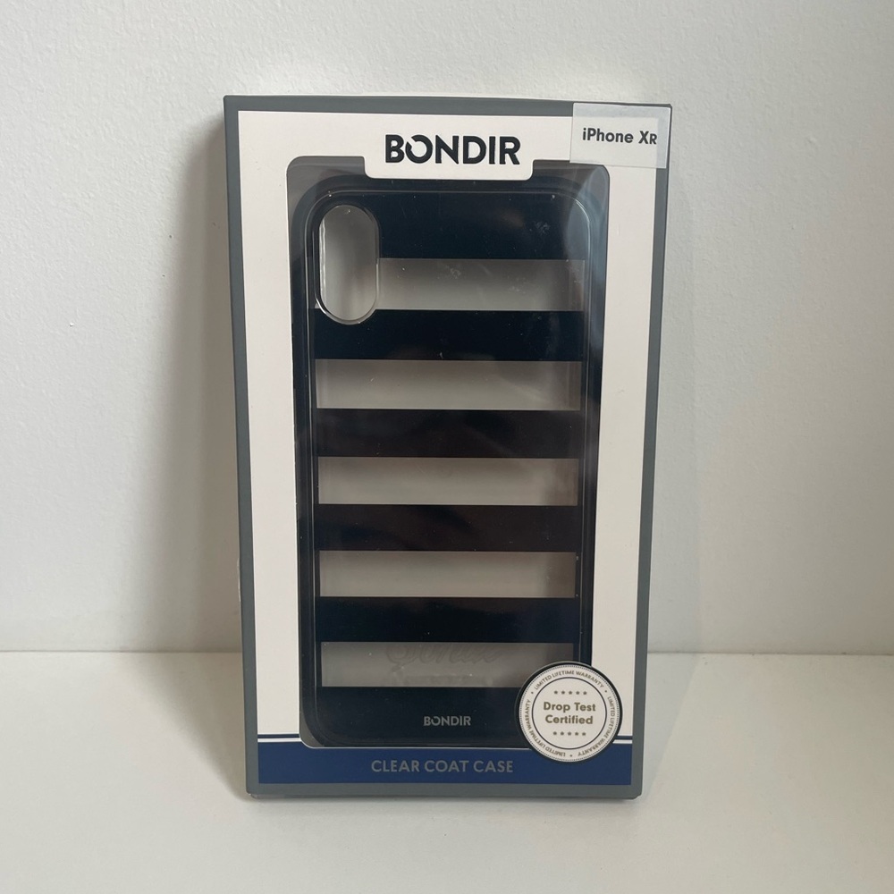 Bondir iPhone XR Clear + Black Striped Phone Case - New Unused